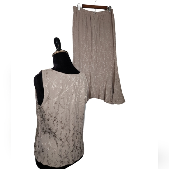 Vintage Spencer Alexis Boho 2PC Set S/M | Artsy Nude Floral Maxi Skirt Top US - Picture 3 of 9